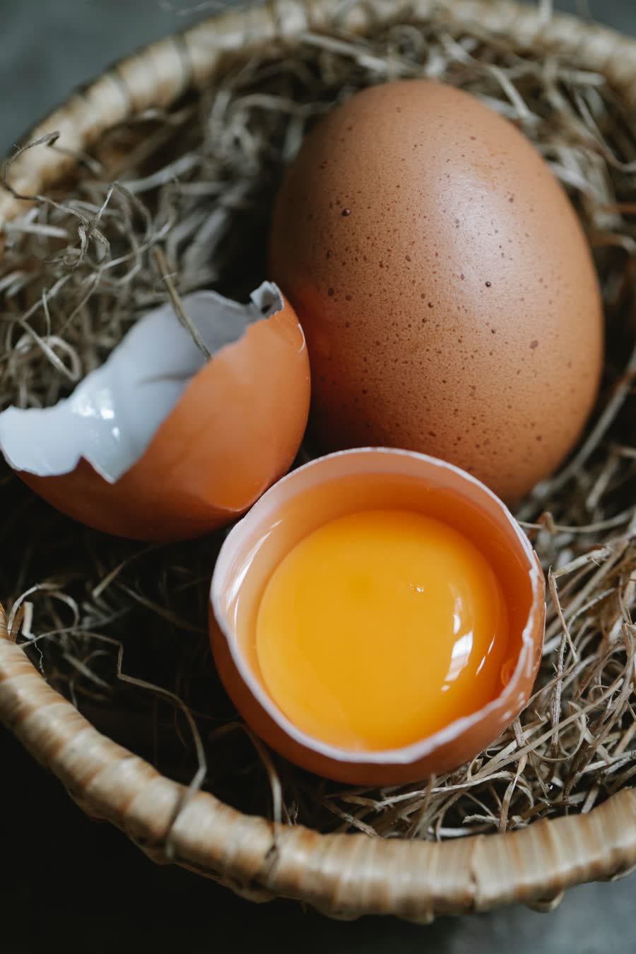 Freshly laid cage-free eggs
